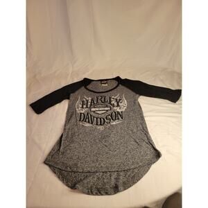 Harley Davidson 3/4 Sleeve Womens tshirt S Biker Built
